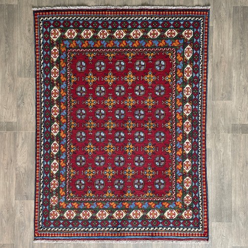 Red afghan aqcha rug 201x146cm - red,