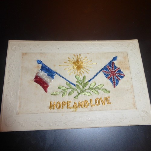 Ww1 embroidered silk postcard - embroidered,