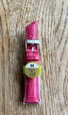GENUINE Hirsch PINK Leather Watch Strap Band 18mm Silver Buckle NOS