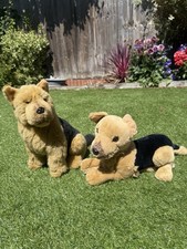 2 X E&J Classics Vintage German Shepard Puppy Dog Soft Toy Laying Sitting