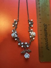 Michal Negrin Floral Crystal Ornate Beautiful Necklace With Box.