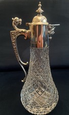 Antique Style Solid Silver Cut Glass Crystal Dragon Claret Jug Sheffield 1991 