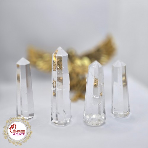 Clear quartz crystal point - clear,