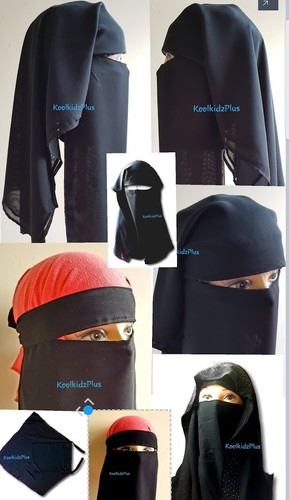Jet black niqab hijab - niqab, |