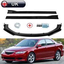 2.2m 86.6" Side Skirts + Front Bumper Lip Spoiler Gloss Black For Mazda 3 5 6 UK
