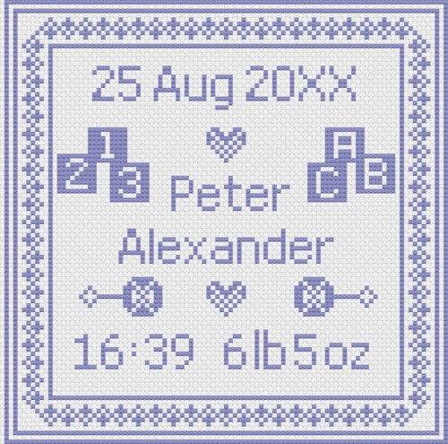 Cross stitch birth - birth, sampler
