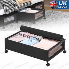 Large Metal Under Bed Storage Containers Organizer for Clothe with Wheels & Lid 