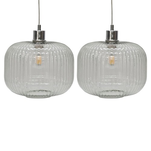 Set modern ribbed glass - of,