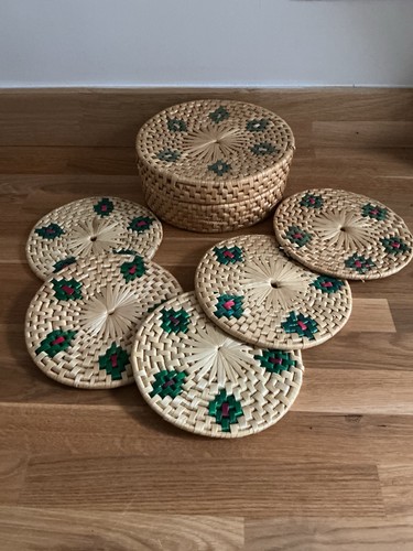 Woven place mats and basket - and,