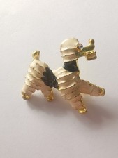 Costume Gold Tone Enamel Poodle Brooch R99