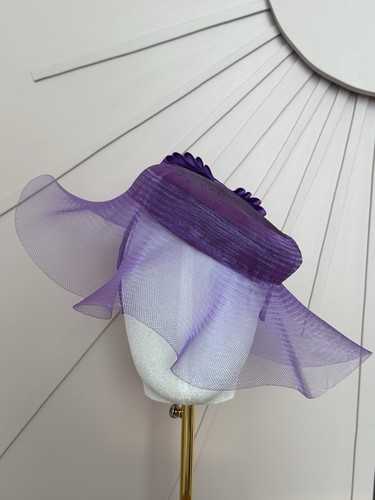 Purple pillbox fascinator with - purple,