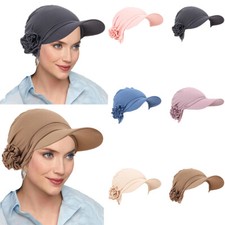 Lace Flower Underscarf Women Chemo Cap Bonnet Muslim Hijab Brim Hat Hair Loss