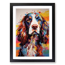 English Springer Spaniel Futurism Framed Canvas Wall Art Print Poster Picture