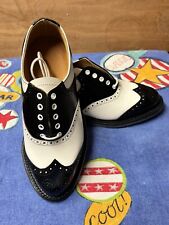 VIOLET PROMOTIONS BLACK/WHITE PUNCHED LEATHER SADDLE SHOES RESIN SOLES
