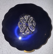 Vintage Kigu of London Blue Enamel Compact Mirror with Box & Pouch