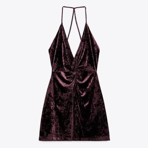 Zara velvet mini - dress, maroon