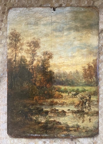 Oil panel painting school - on,