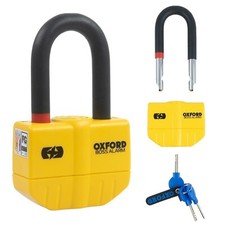 Oxford Boss Motorcycle Disc Lock Padlock Alarm Thatcham Approved 14mm Yellow