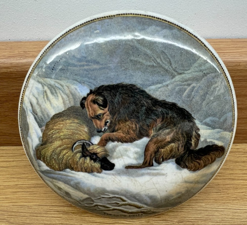 Prattware medium pot - lid, snow