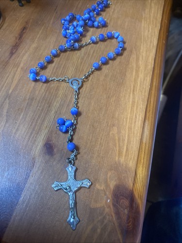 Vintage blue glass - blue, rosary