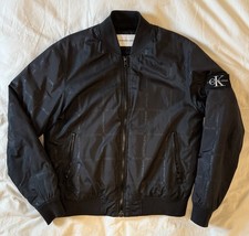 Calvin Klein Jeans Men’s Black Bomber Jacket Size S – CK Logo – Good Condition
