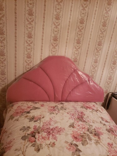 Pink velour headboard - pink, 3'6
