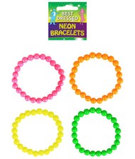 4 Neon Bead Bracelets - 80s