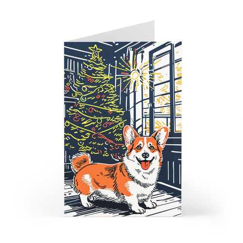 Welsh corgi christmas card - card,