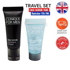 Clinique for Men Face Scrub 15mL & Maximum Hydrator 72h 7mL Travel Set Free P&P