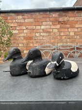 vintage wooden decoy duck handcarved Black Set Of 3 French