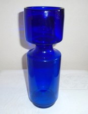 Vintage Mid-Century Riihimaki Cobalt Blue Glass 11 inch Vase