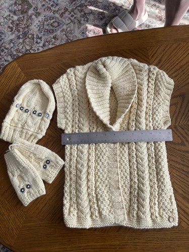 Hand knitted aran sleeveless - hand,
