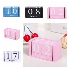 Wooden Perpetual Calendar Block Planner Permanent Desktop DIY Agenda Home Decor◈