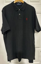Men’s Black Ralph Lauren Polo Shirt. Short Sleeve Classic fit, Red Logo XXL