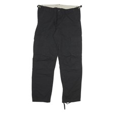 CARHARTT Mens Cotton Blend Black Regular Fit Straight Leg Trousers W34 L32