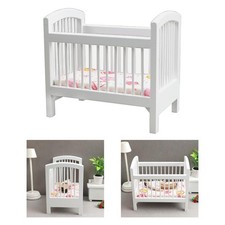 Modern Wooden Baby Crib for Dolls - Stylish Cradle Furniture with Bedding
