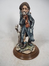 Vintage Capodimonte Figurine " Tramp " Signed Scaggiari Italy On Wood Base