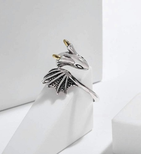 Silver and gold dragon - ring,