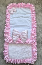 Romany Babies Pram Pushchair Cosytoes Footmuff Pink Frill Velvet Bling Bow 