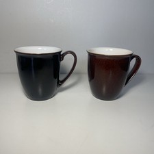 2 X Denby Mugs - 1 X Merlot / 1 X Brown