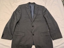 Boss Mens Grey Wool Silk Suit Jacket Size 52 Regular Single Breasted