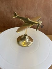 Brass Model Spitfire Aircraft On Stand