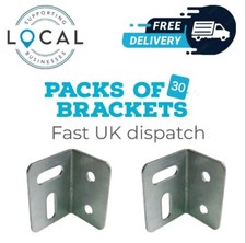 30x Stretcher Plates Angled 90 Degree Worktop L Brackets - Steel 23 x 25 x 30mm