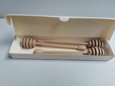 3 x Wooden Honey Spoon 18cm Syrup Pot Wood Dipper Drizzler Stick Server Kitchen