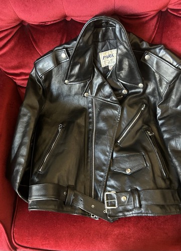 Park black leather jacket - v,