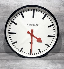 Newgate Putney wall clock in black Surround, Red Hands, Fully Working