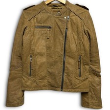 Gharani Strok 100% Suede Leather Biker Moto Zip Jacket Coat