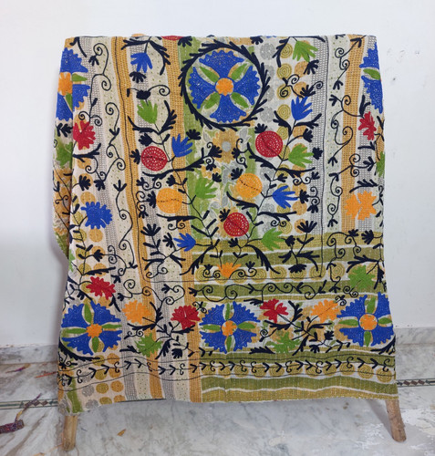 Vintage kantha cotton quilt - vintage,