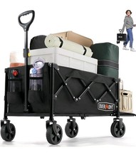 Overmont 100kg Festival Camping Trolley on Wheels Heavy Duty Folding Wagon 