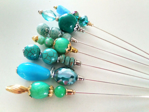 Vintage bead hat pins - vintage,